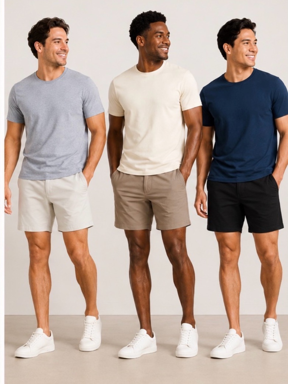 Chubbies Men's Everywear 6” inseam Shorts Trio in Black, Tan, and Cream w/liner - Picture 2 of 2